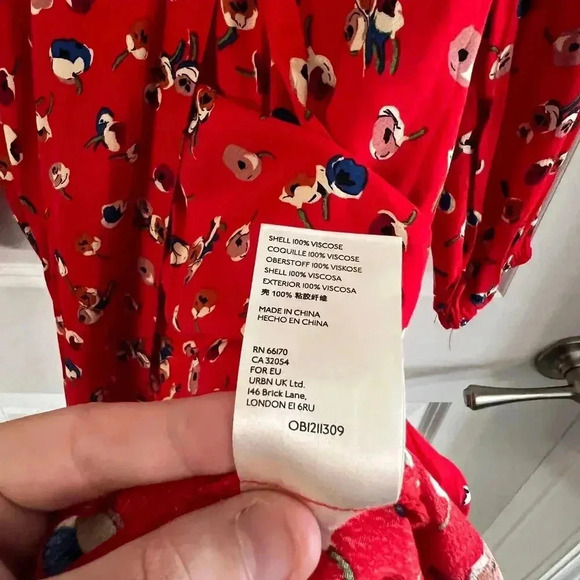 NWT Anthropologie by Maeve Red Long Sleeve Faux Wrap Dress Size 0 - Picture 9 of 10